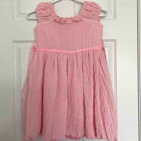 Girls Crepe Dress With Tie Back Bow Size 5-6 Pink - Picture 1 of 7